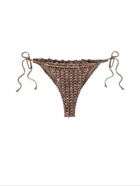 Tahikila Sanctissima Crochet Bikini Bottom Sz S Metallic Bronze Brown
